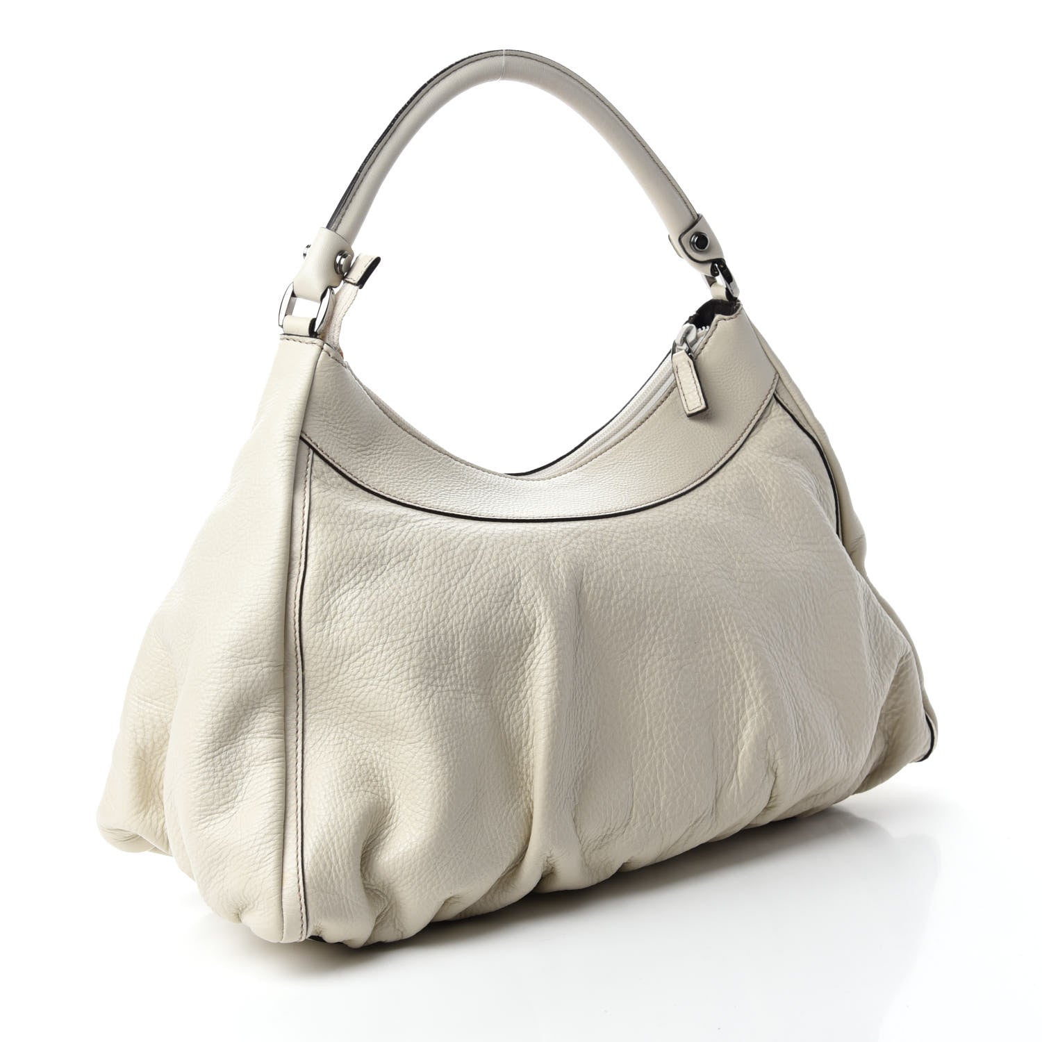 Gucci Calfskin Large D Gold Ring Hobo Off White 3 of 10