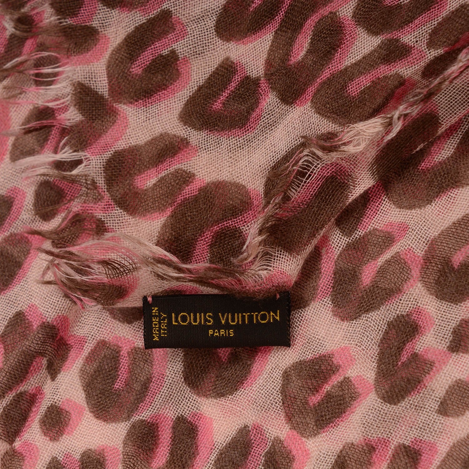 Louis Vuitton Cashmere Silk Leopard Stole Camel 5 of 6