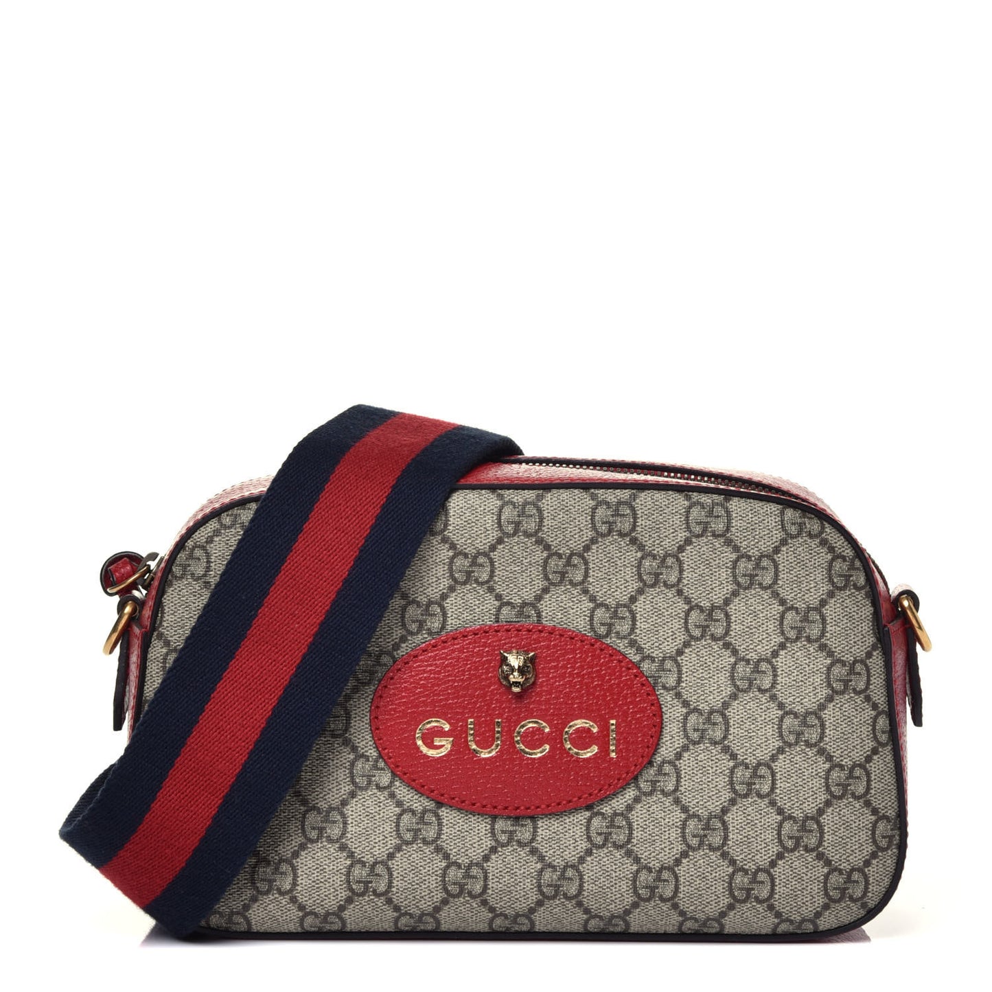 GG Supreme Monogram Web Neo Vintage Shoulder Bag Beige Red