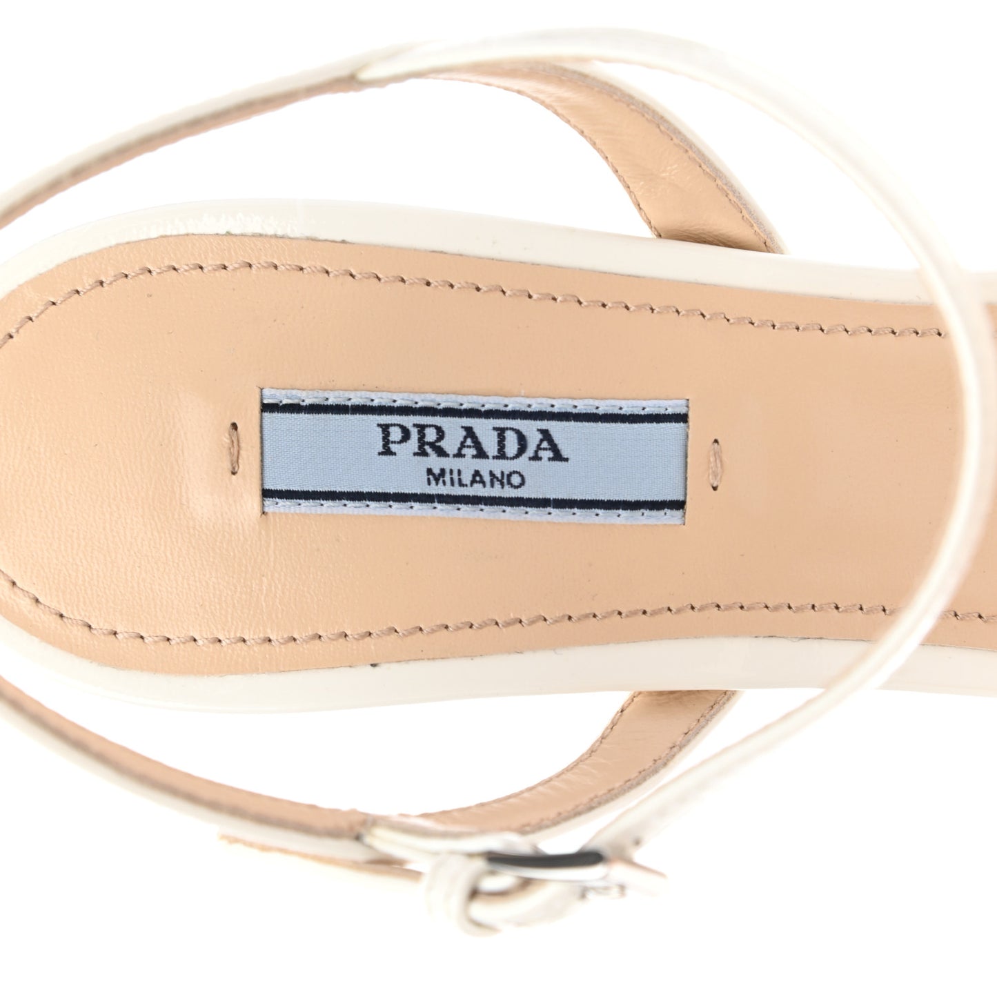 Vernice Metal Triangle Logo Open Toe 65mm Sandals 39.5 Bianco