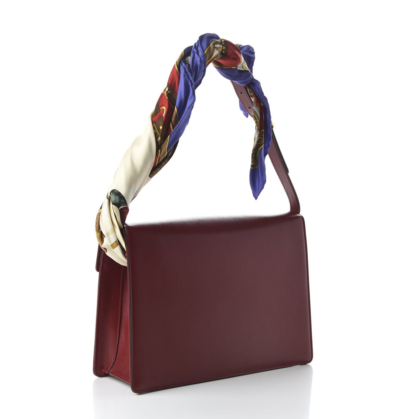 Textured Calfskin Silk Scarf Medium Torchon GG Ring Shoulder Bag Red
