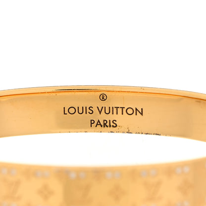 Louis Vuitton Brass Crystal Monogram Nanogram Strass Cuff S Gold 5 of 9
