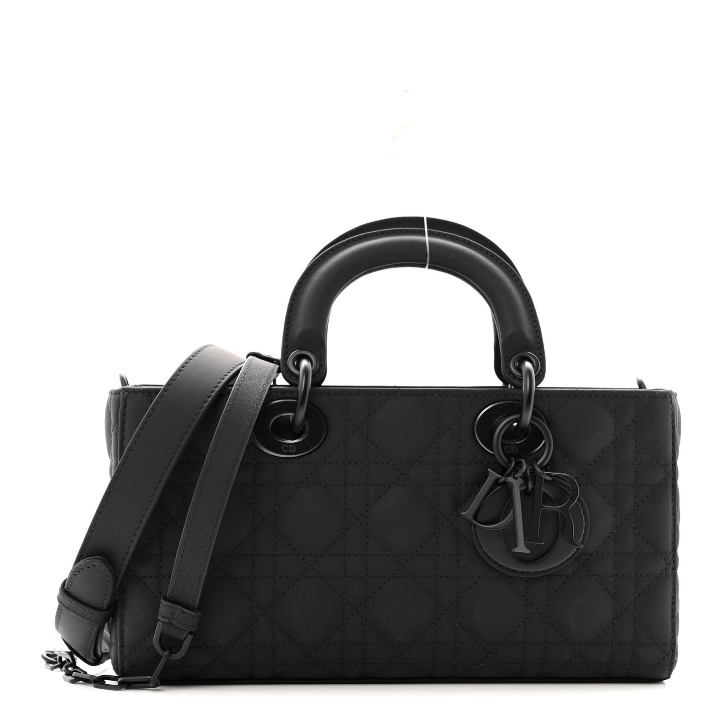 Ultra Matte Calfskin Cannage Medium Lady D-Joy Black