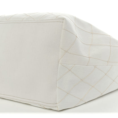 Chanel Denim Calfskin Quilted Coco Beach Small Shopping Tote White Black 11 of 11