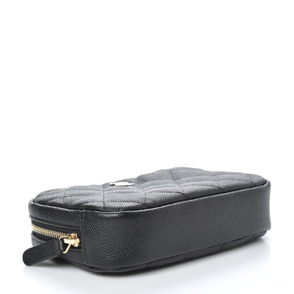 Chanel Caviar Quilted Small Curvy Pouch Cosmetic Case Black 4 of 10