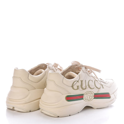 Gucci Calfskin Logo Womens Rhyton Sneakers 37.5 Ivory 4 of 7