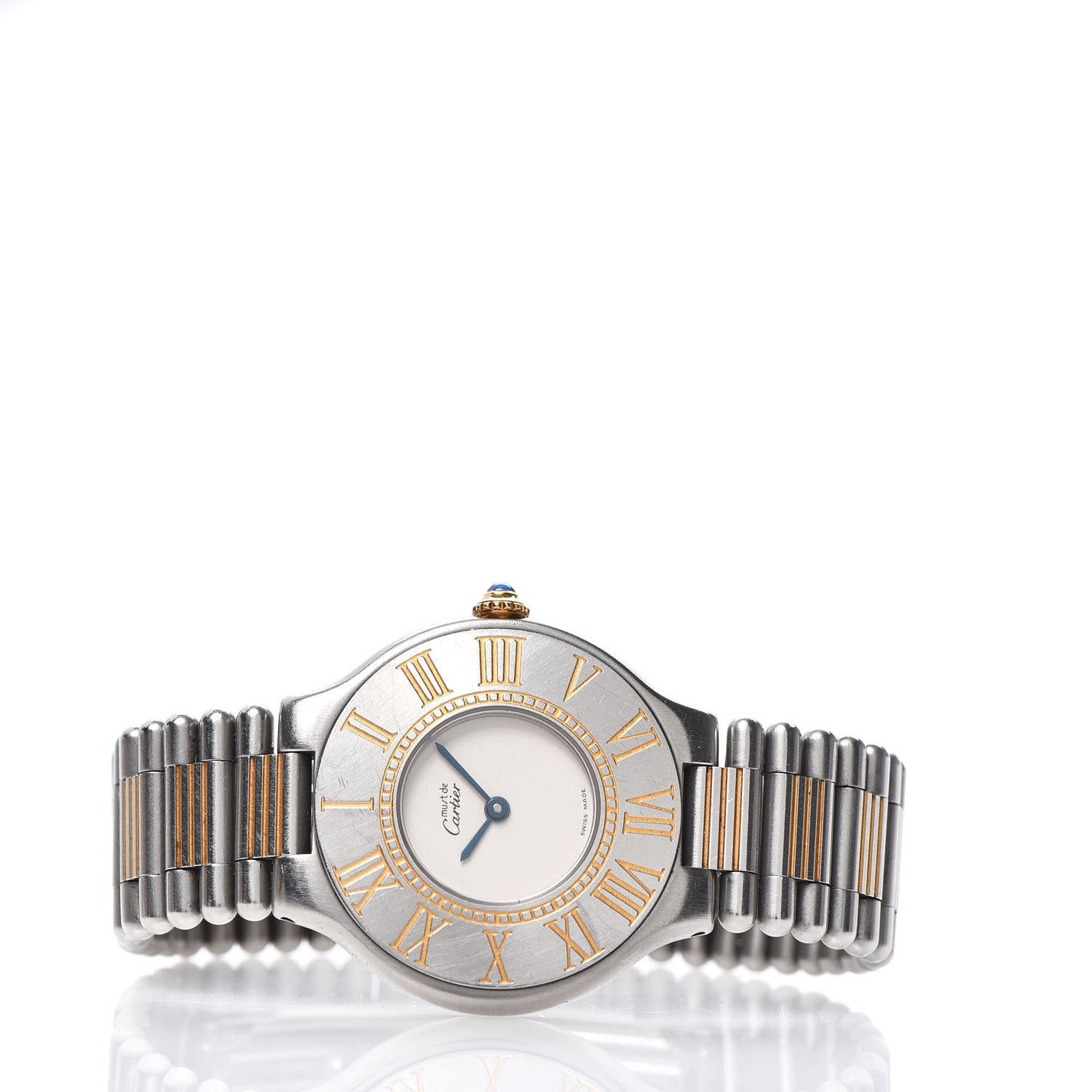 Stainless Steel 18K Yellow Gold 31mm Must De 21 Bullet Link Quartz Watch