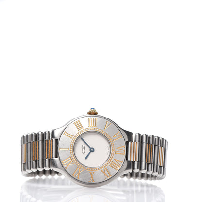 Cartier Stainless Steel 18K Yellow Gold 31mm Must De 21 Bullet Link Quartz Watch 3 of 6