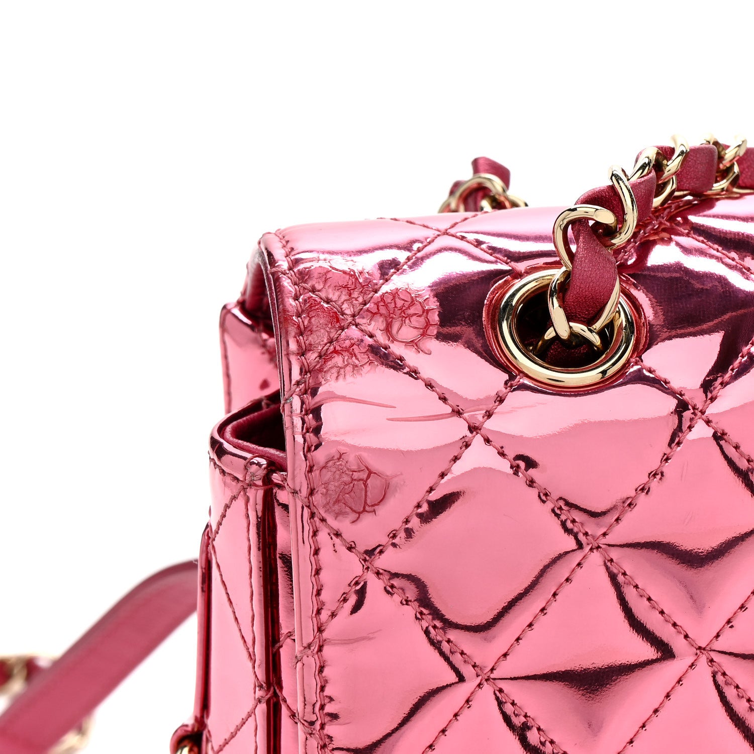boulevard leather backpack Chanel Mirror Calfskin Metallic Calfskin Quilted Hollywood Boulevard  Backpack Pink