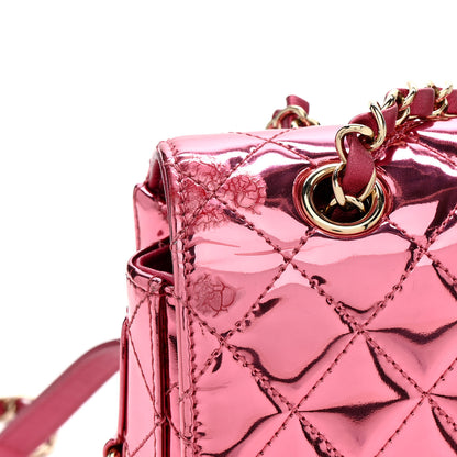 Chanel Mirror Calfskin Metallic Calfskin Quilted Hollywood Boulevard Backpack Pink 14 of 15
