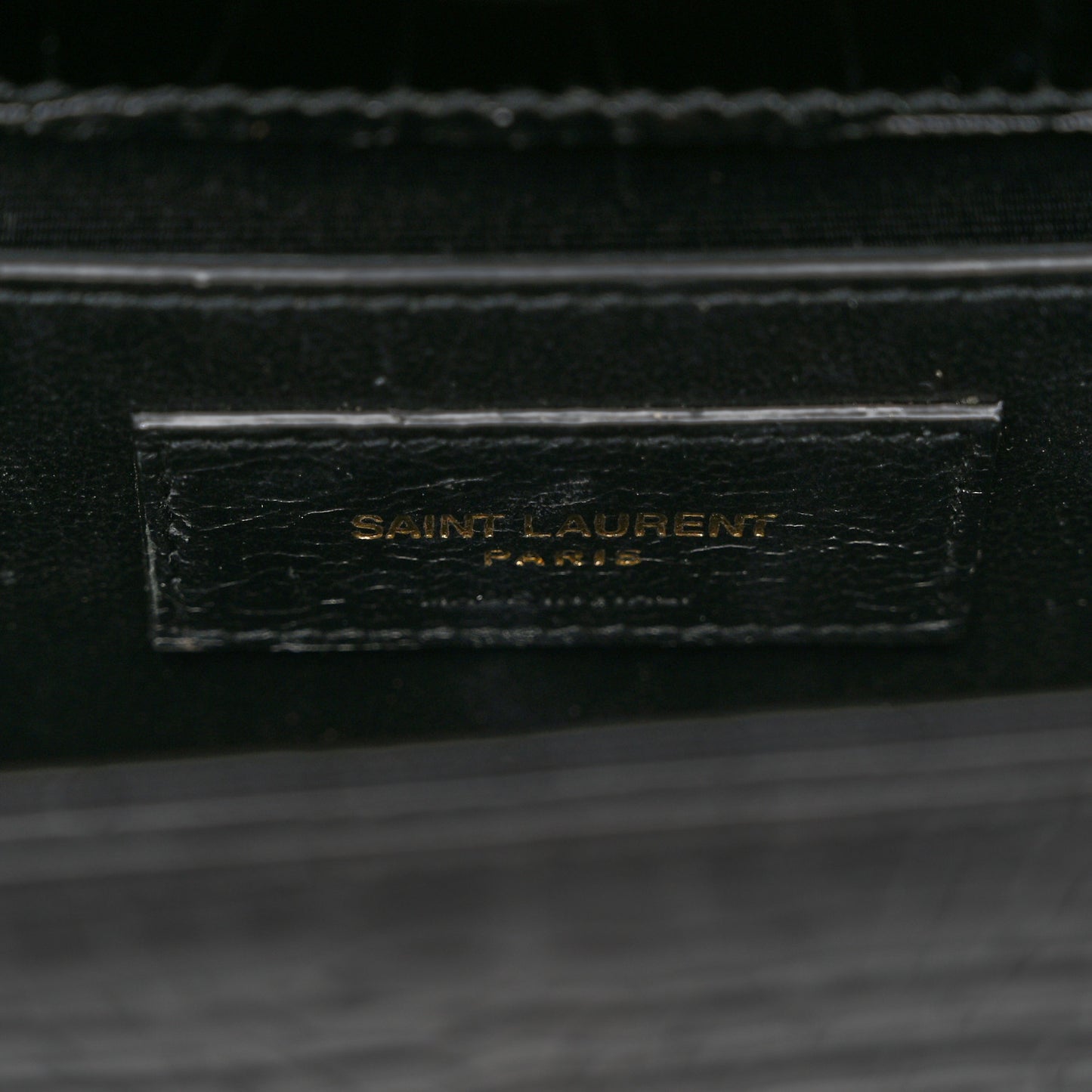 Calfskin Crocodile Embossed Small Classic Monogram Kate Tassel Satchel Black