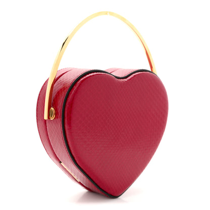 Gucci Snakeskin Broadway Mini Heart Top Handle Bag Rasberry Candy 3 of 12