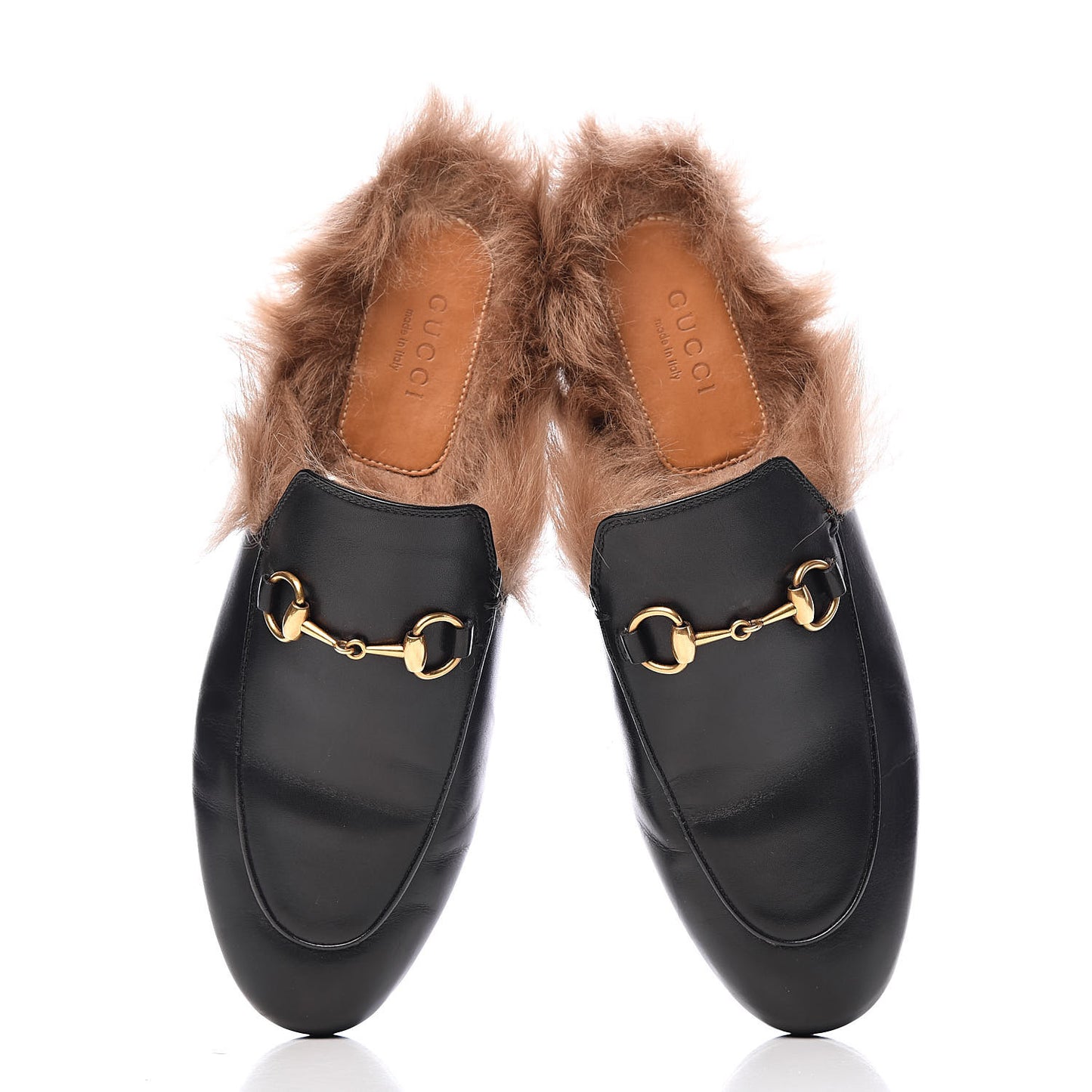 Calfskin Fur Womens Princetown Slippers 37 Black