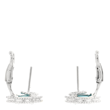 Van Cleef & Arpels 18K White Gold Turquoise Vintage Alhambra Earrings 3 of 5