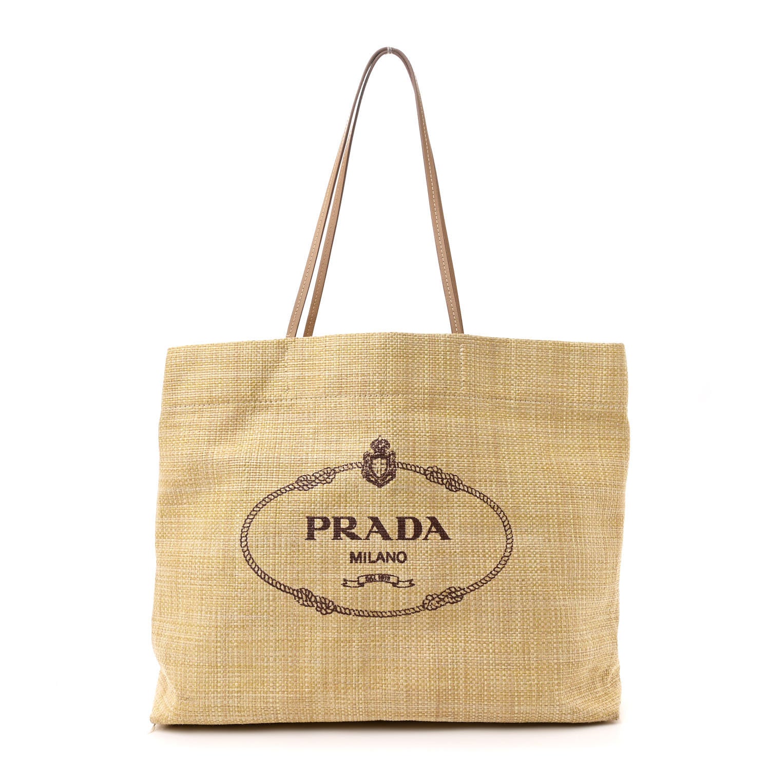 Prada Raffia Logo Tote Naturale 1 of 13