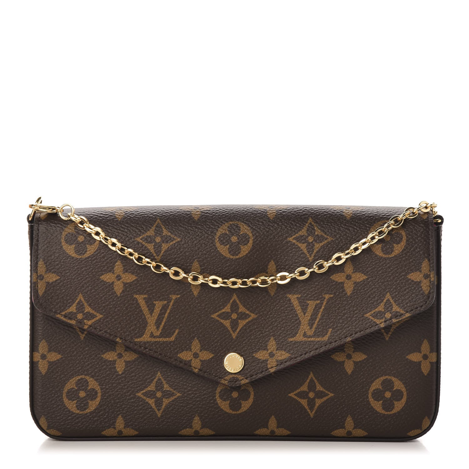 Louis Vuitton Monogram Pochette Felicie Chain Wallet Fuchsia 1 of 13