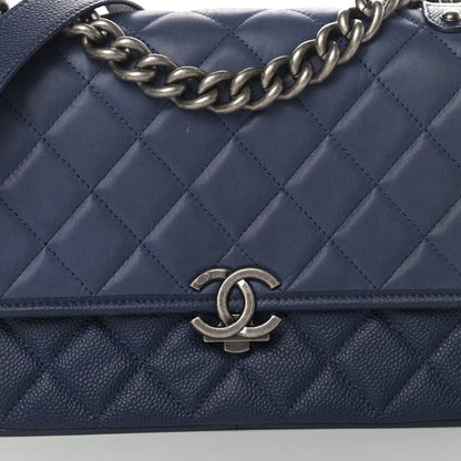 Chanel Caviar Iridescent Calfskin Quilted Medium Daily Carry Messenger Navy 8 of 13