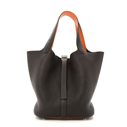 Hermes Taurillon Clemence Epsom Picotin 22 MM Cafe Orange 1 of 12