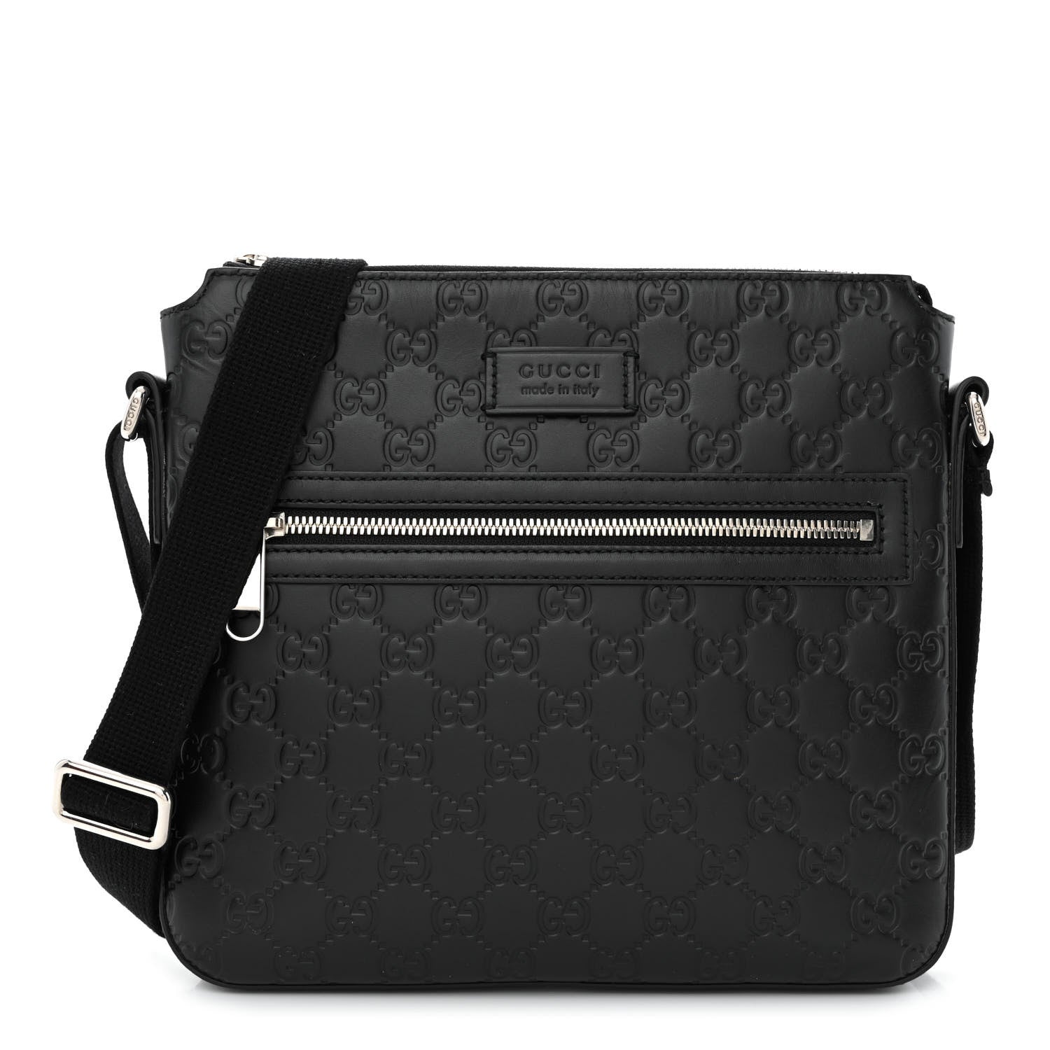 Gucci Guccissima Signature Small Messenger Bag Black 1 of 13