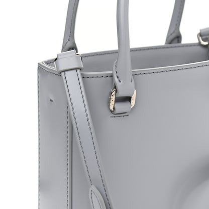 Prada Spazzolato Metal Triangle Logo Small Double Handle Crossbody Tote Fiordaliso 11 of 11