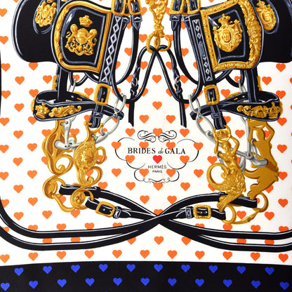 Hermes Silk Brides De Gala Love Pocket Square Black White Orange 2 of 3