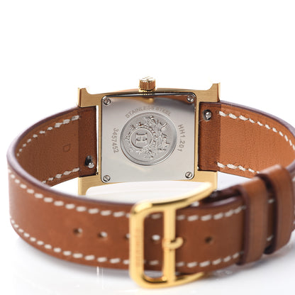 Hermes Stainless Steel Barenia 21mm Heure H Hour Quartz Watch Fauve 5 of 8