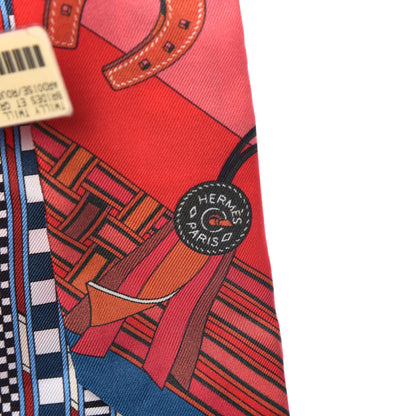 Hermes Silk Brides et Gris Twilly Gris Ardoise Rouge Beige 5 of 5