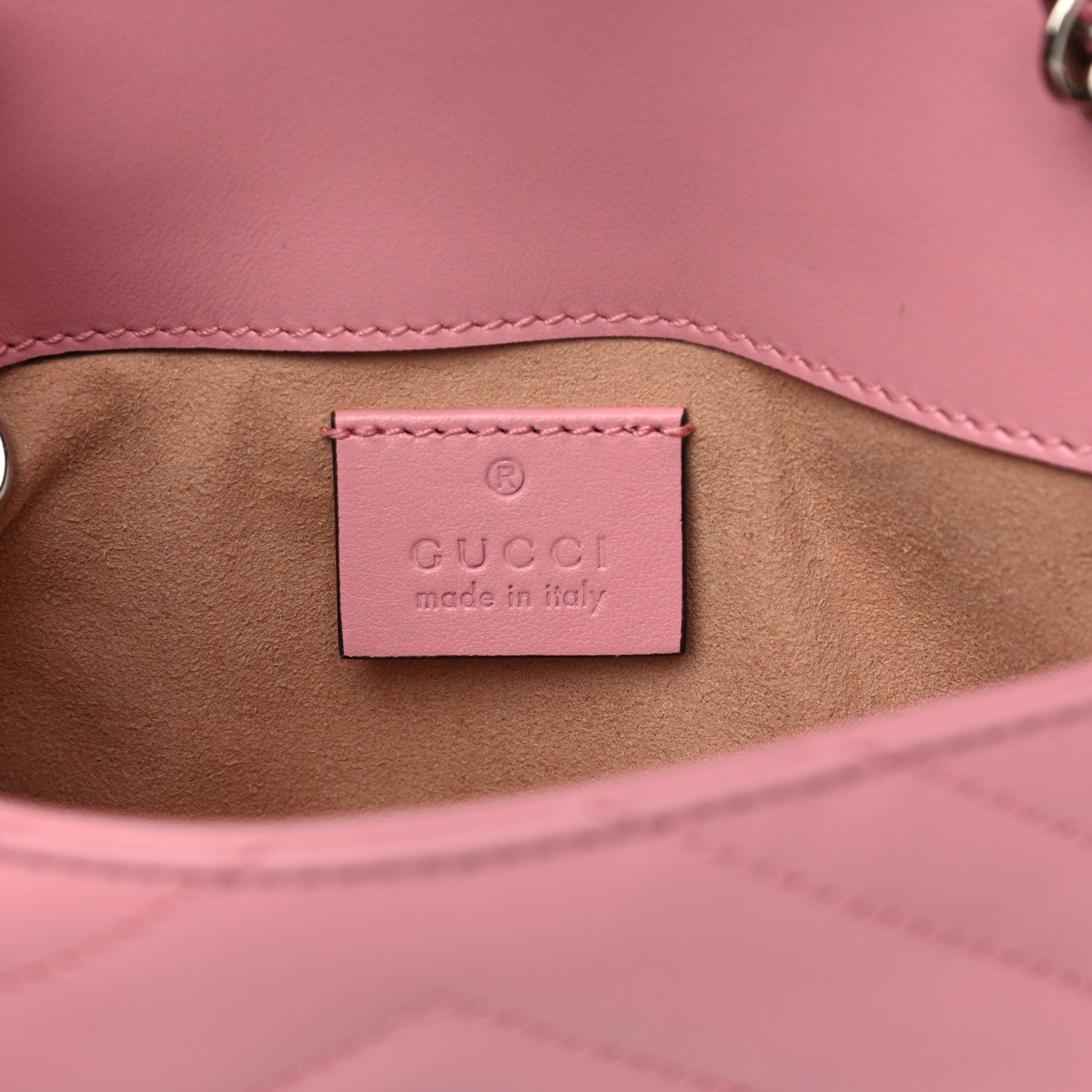 Gucci Calfskin Matelasse Super Mini GG Marmont Shoulder Bag Wild Rose 7 of 14