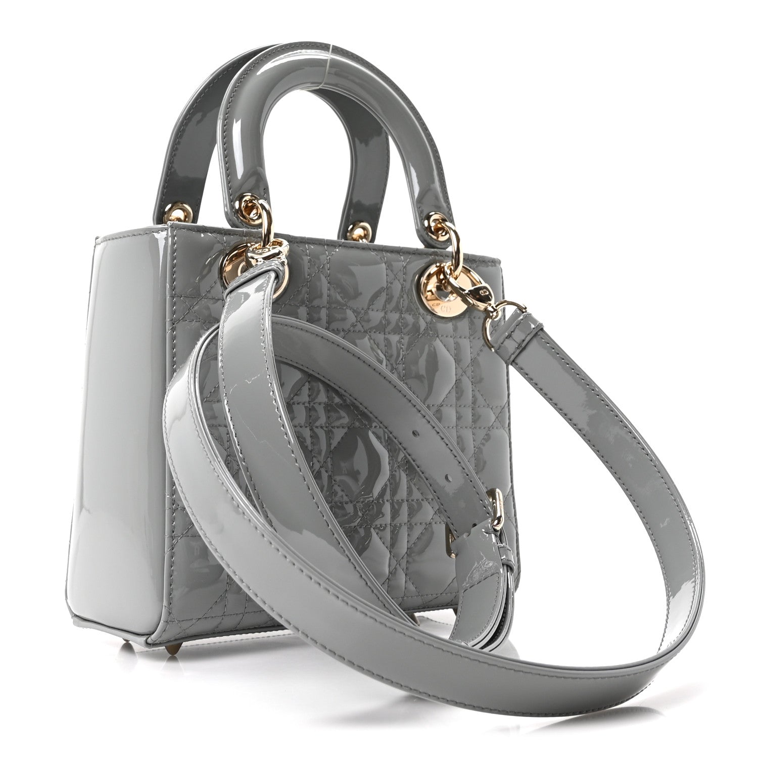 Christian Dior Patent Cannage Small Lady Dior Grey 2 of 10