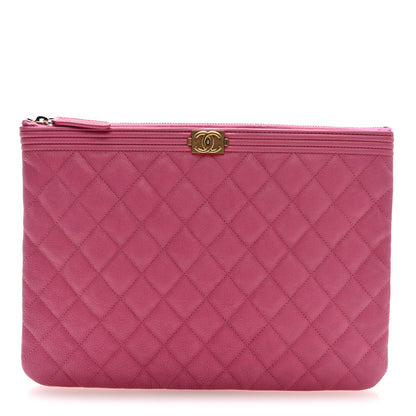 Chanel Caviar Quilted Medium Boy Cosmetic Case Pink 1 of 7