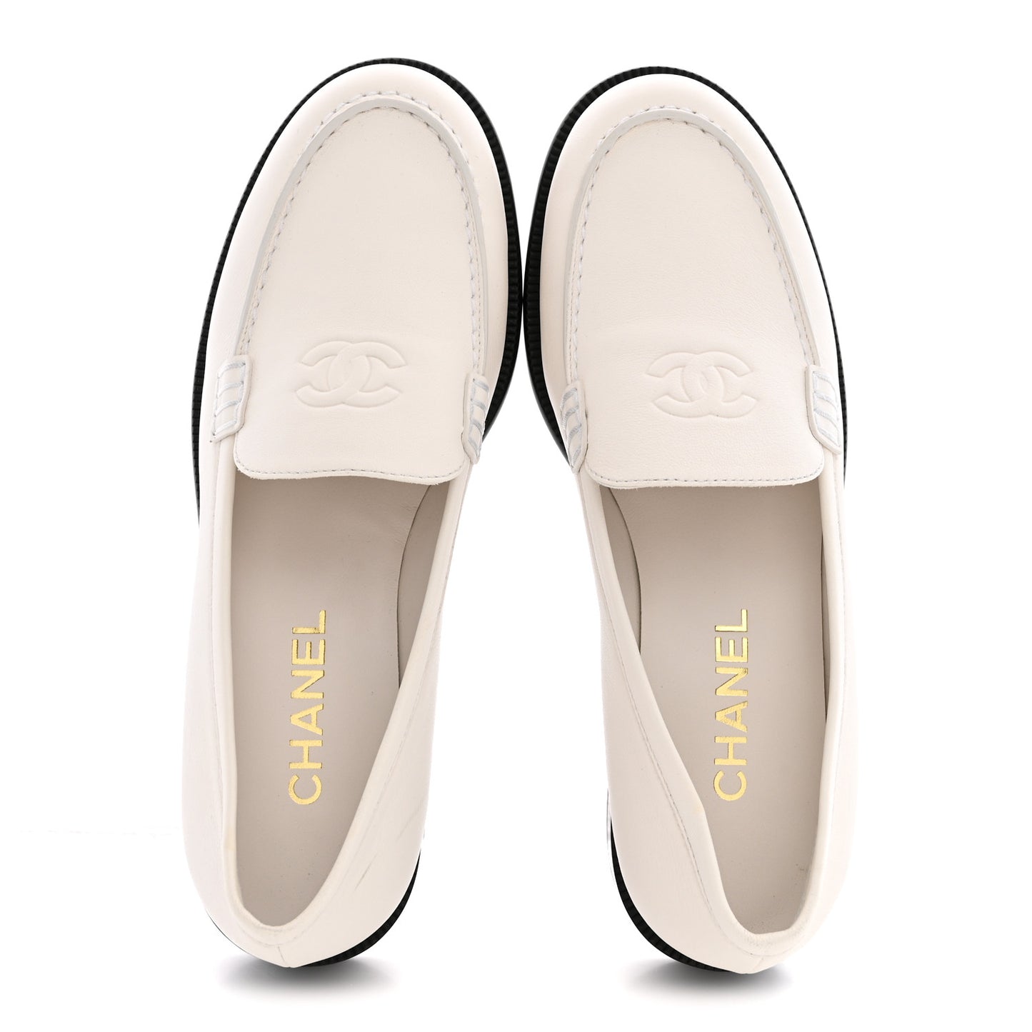 Lambskin CC Mocassin Loafers 38.5 White