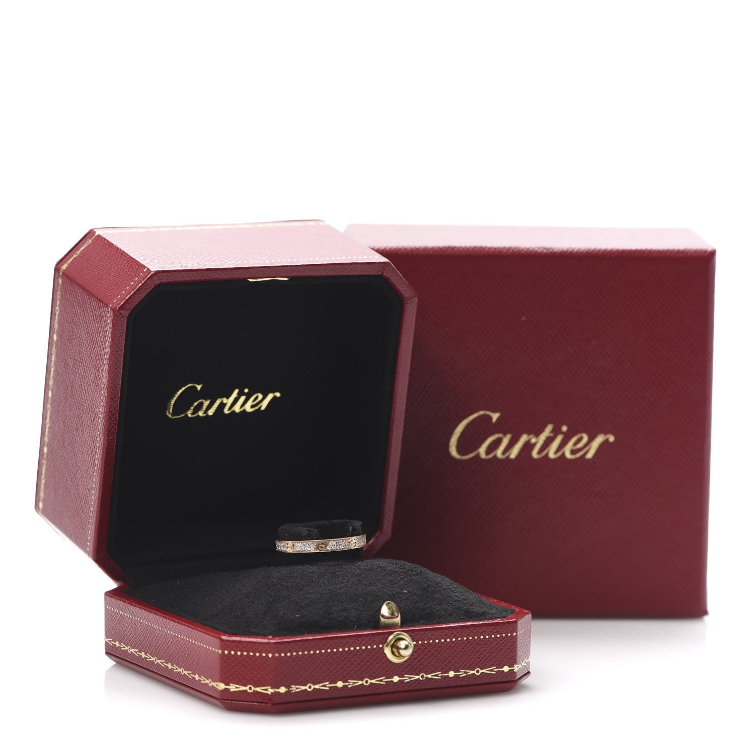 Cartier 18K Pink Gold Diamond 2.6mm LOVE Paved Band Ring 54 6.75 7 of 7