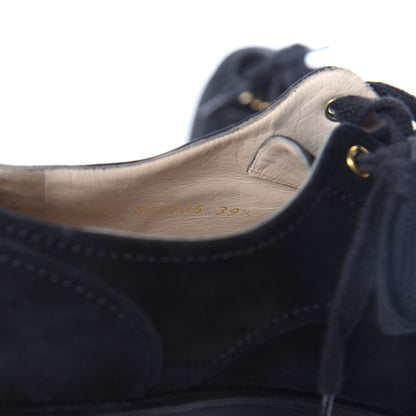 Chanel Suede CC Lace Up Oxford 39.5 Black 10 of 10