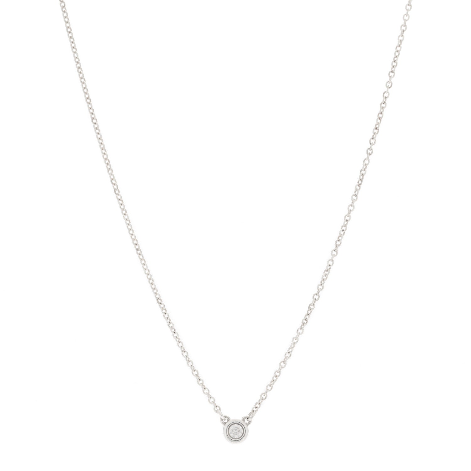 Tiffany Sterling Silver Diamond .05ct Elsa Peretti Diamonds by the Yard Pendant Necklace 1 of 3