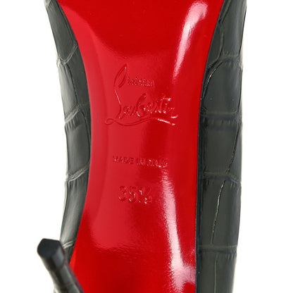Christian Louboutin Calfskin Crocodile Embossed Kate 85 Pumps 35.5 Forest Night 8 of 9