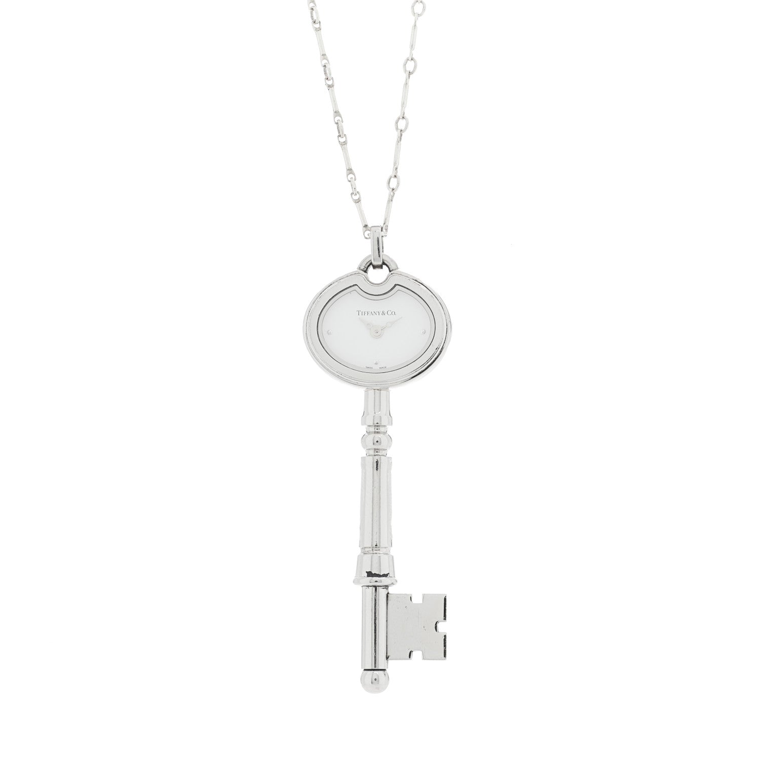 Tiffany Stainless Steel Key Pendant Necklace Watch 1 of 7