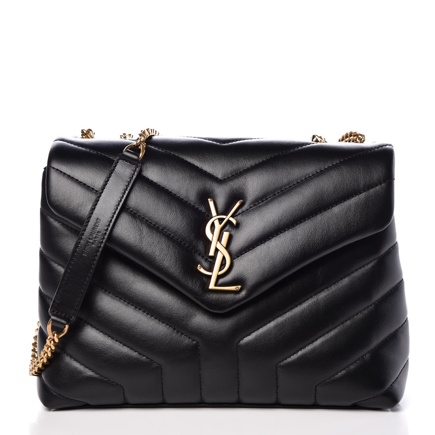 Saint Laurent Calfskin Y Quilted Monogram Small Loulou Chain Satchel Black 1 of 8