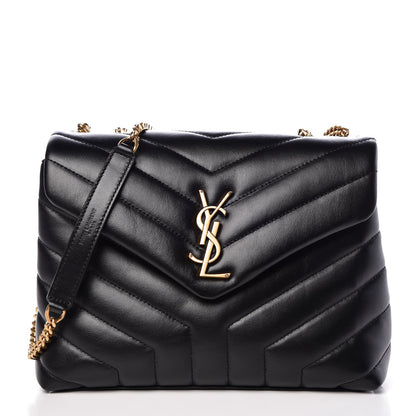 Saint Laurent Calfskin Y Quilted Monogram Small Loulou Chain Satchel Black 1 of 8