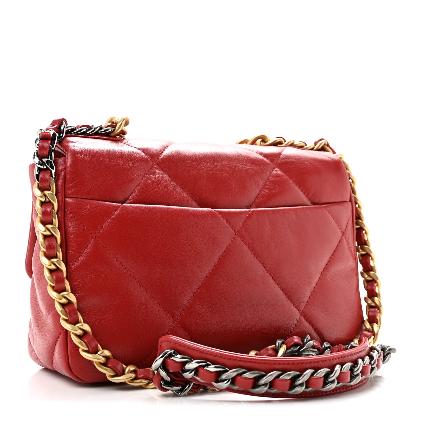 Goatskin Quilted Medium Chanel 19 Flap Red