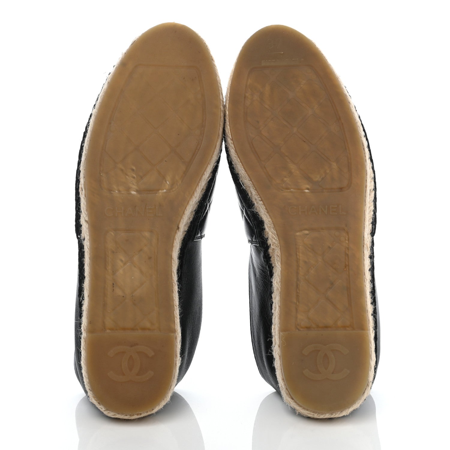 Chanel Lambskin Quilted CC Espadrilles 37 Black 5 of 11