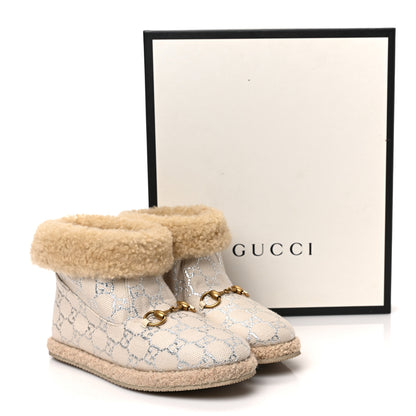 Gucci Canvas Wool Lame GG Monogram Womens Fria Horsebit Ankle Boots 38 Gardenia Silver Butterscotch 8 of 8