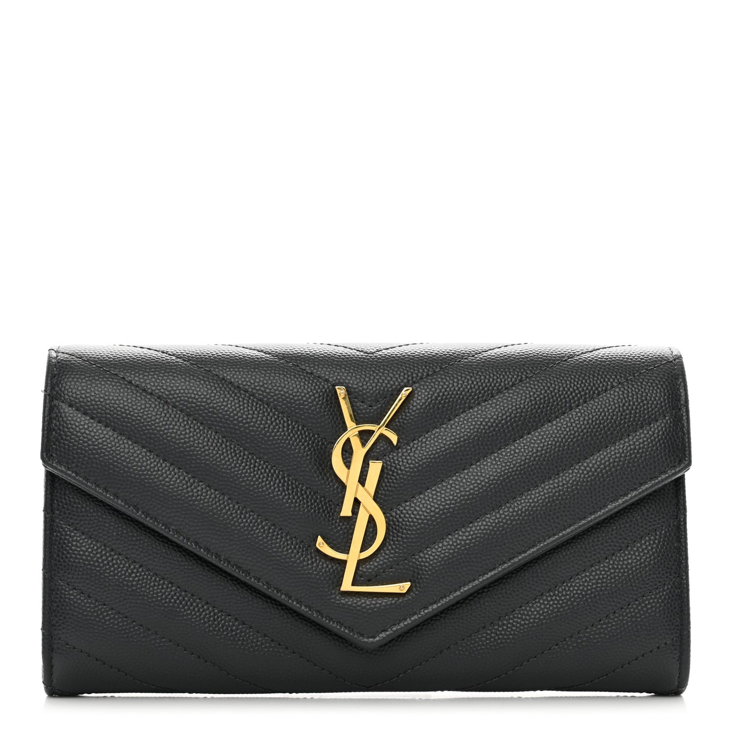 Grain De Poudre Matelasse Chevron Monogram Flap Wallet Dark Smog