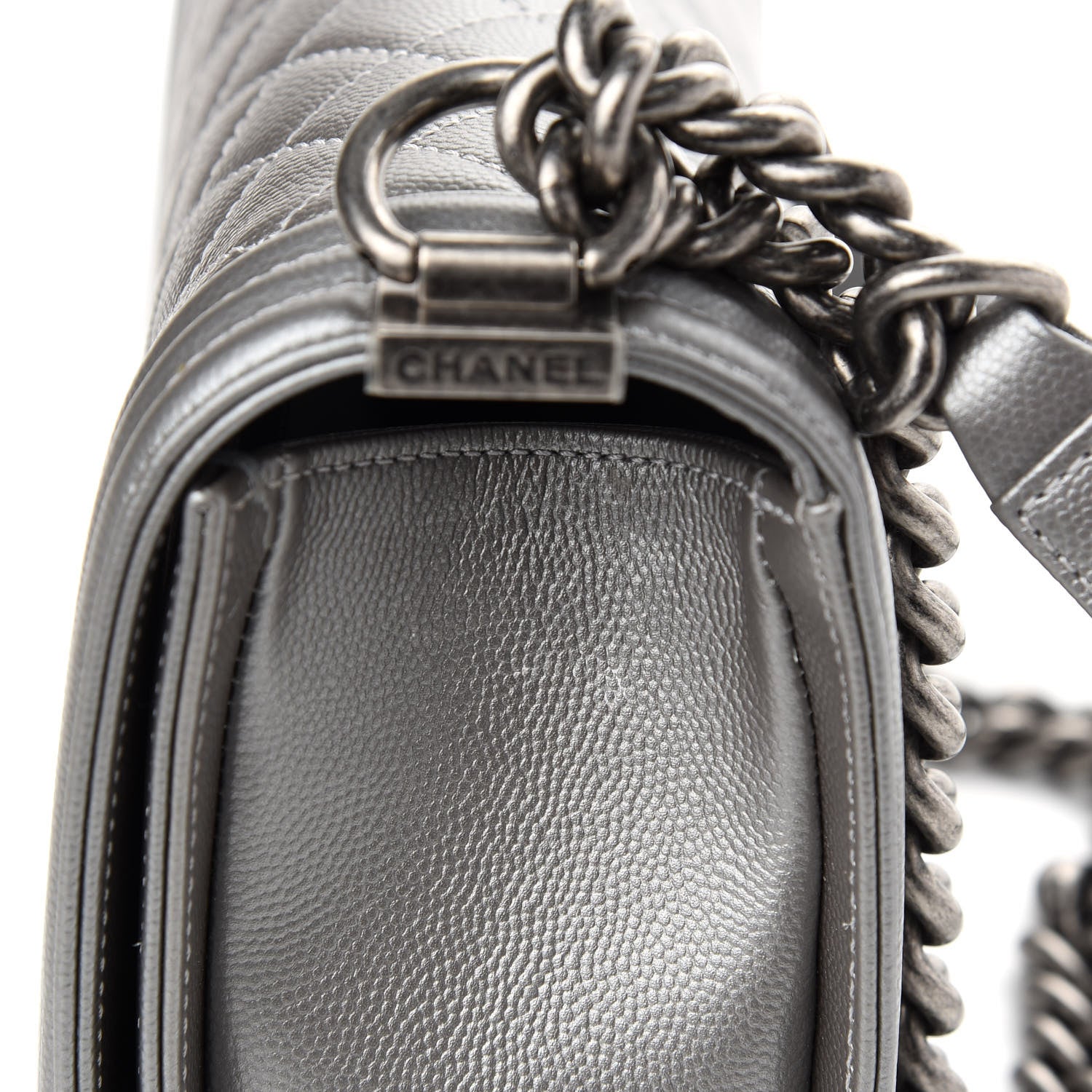 Chanel Metallic Caviar Quilted Medium Boy Flap Silver 10 of 11