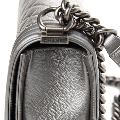 Chanel Metallic Caviar Quilted Medium Boy Flap Silver 10 of 11