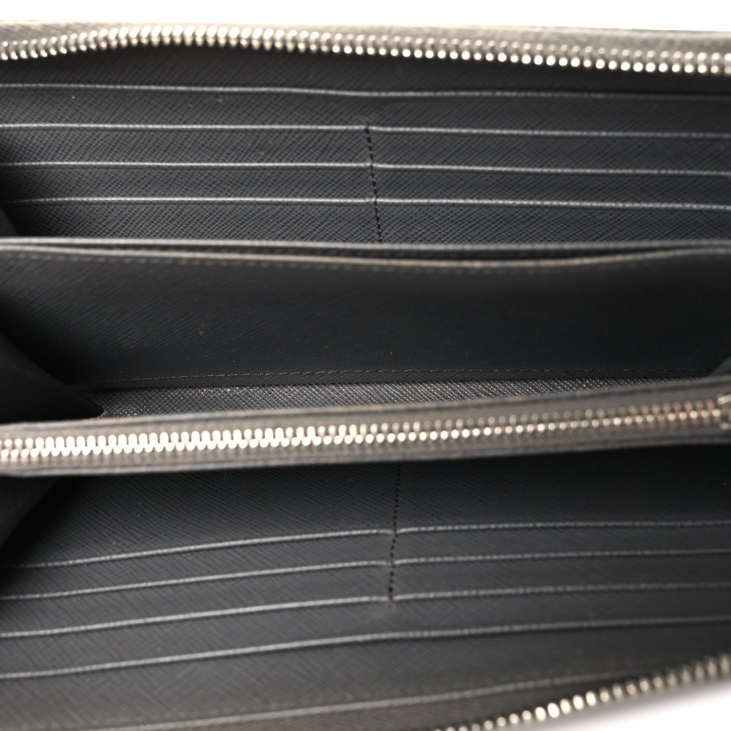Prada Saffiano Metal Zip Around Wallet Grey 5 of 6