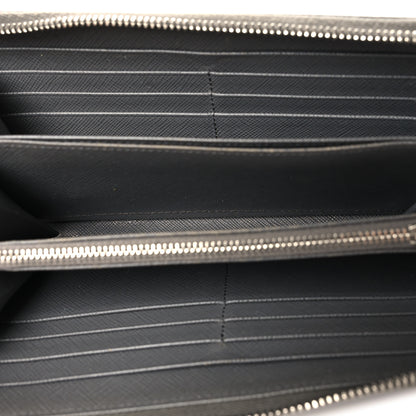 Prada Saffiano Metal Zip Around Wallet Grey 5 of 6
