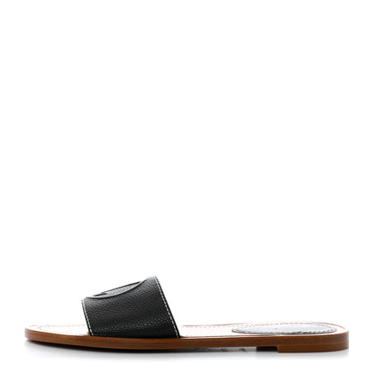 Louis Vuitton Calfskin Lock It Flat Mule 37.5 Black 1 of 9