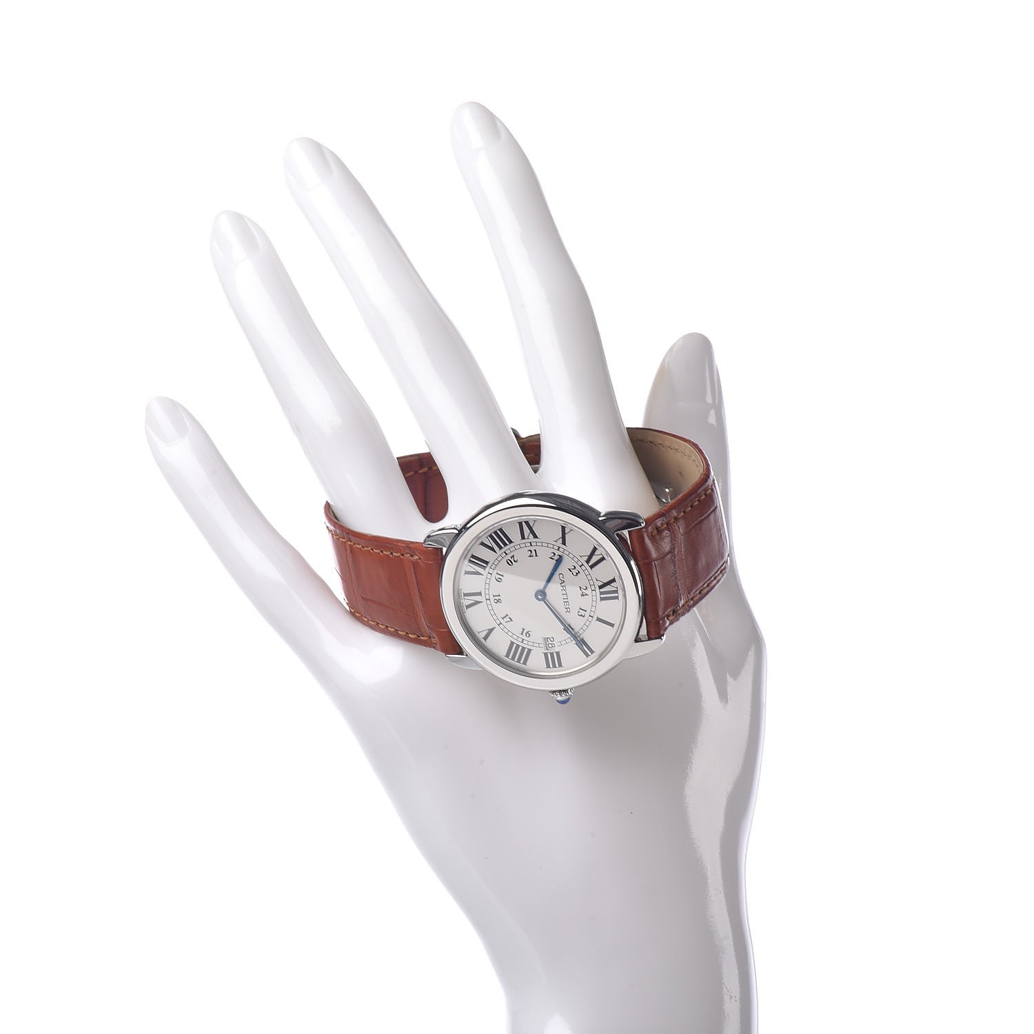 Cartier Stainless Steel Alligator 29mm Ronde Solo Quartz Watch Brown 2 of 10