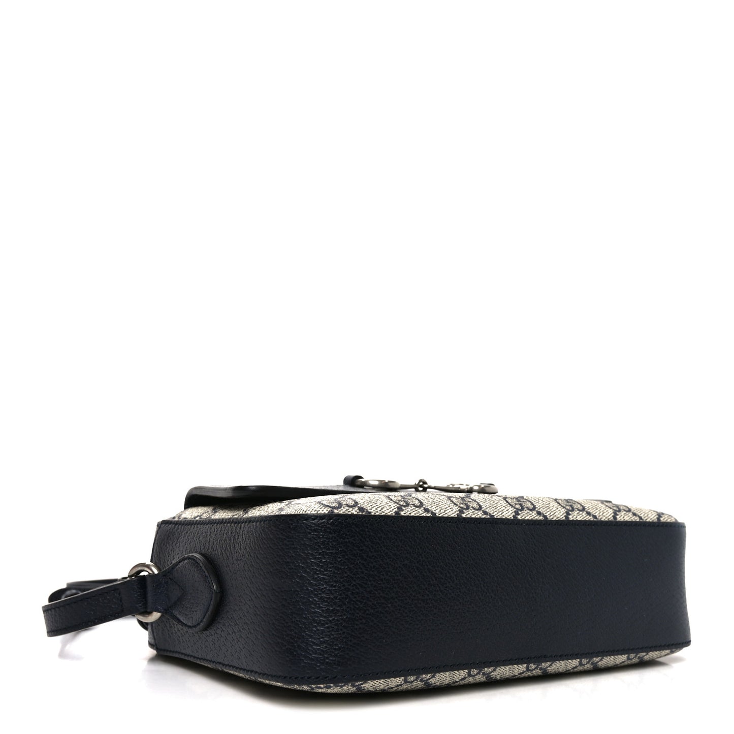 GG Supreme Monogram Textured Dollar Calfskin Small Horsebit 1955 Shoulder Bag Beige Blue