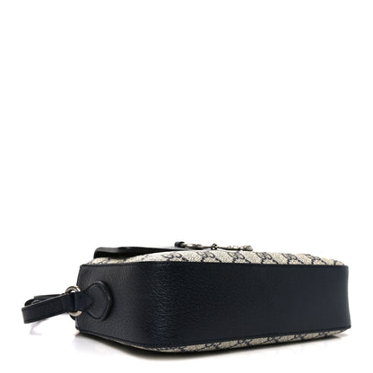 Gucci GG Supreme Monogram Textured Dollar Calfskin Small Horsebit 1955 Shoulder Bag Beige Blue 4 of 10